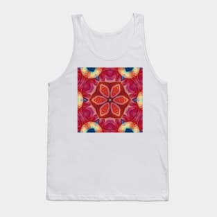 detailed scarlet and red  hexagonal intricate kaleidoscope floral fantasy design Tank Top